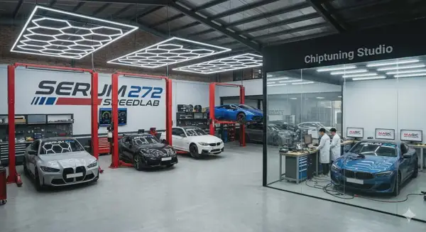 Cars & workshop · Workshop photograph